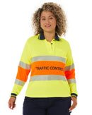 Tradies Womens Traffic Control LS Taped Polo Shirt 2 Value Pack - Orange