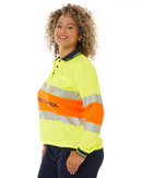 Tradies Womens Traffic Control LS Taped Polo Shirt 2 Value Pack - Orange
