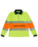 Womens Traffic Control LS Taped Polo Shirt - Orange