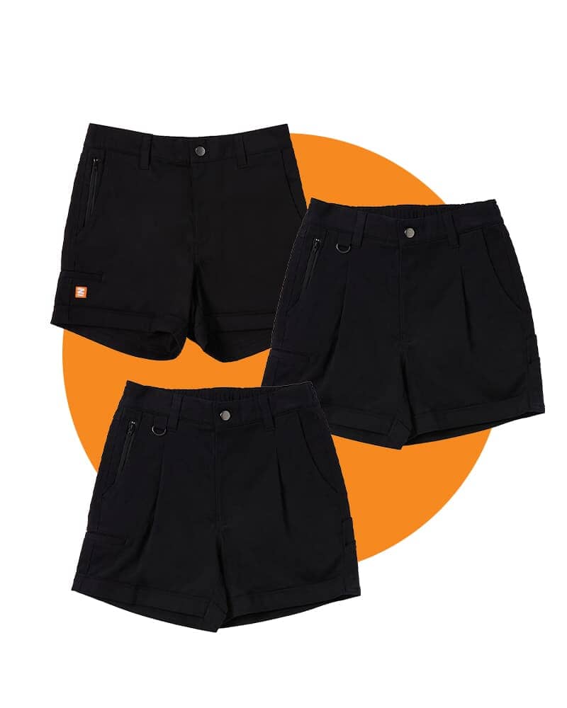 Tradies The Workz Womens Shorts Value Pack - Black
