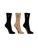 Womens 3 Pack Bamboo Socks - Black/Stone