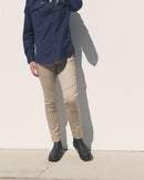 Womens Mid Rise Stretch Cotton Pants - Stone