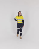 Ladies Hi Vis Lightweight LS Shirt - Yellow/Navy