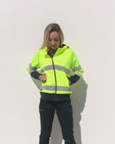 Womens Taped Hi Vis Fleece Hoodie - Yellow