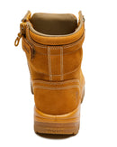Argyle Lace Up Safety Boot with Zip and Scuff Cap - Wheat