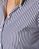 Ladies LS Shirt - Navy/White