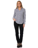 Ladies LS Shirt - Navy/White