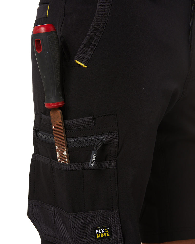 Flex and Move 4-Way Stretch Zip Cargo Short - Black