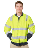 Taped Two Tone Hi Vis Bomber Jacket - Yellow/Navy