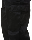 Drawstring Poly Cotton Cargo Pants - Black