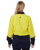 Womens Hi Vis Cool Lightweight LS Drill Shirt - Yellow/Navy