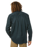 Closed Front Mens Cotton Drill LS Shirt - Green