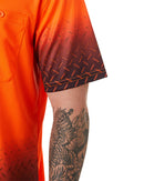Hi Vis Sublimated Diamond Plate Polo - Orange/Navy