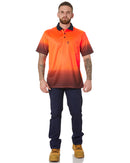 Hi Vis Sublimated Diamond Plate Polo - Orange/Navy