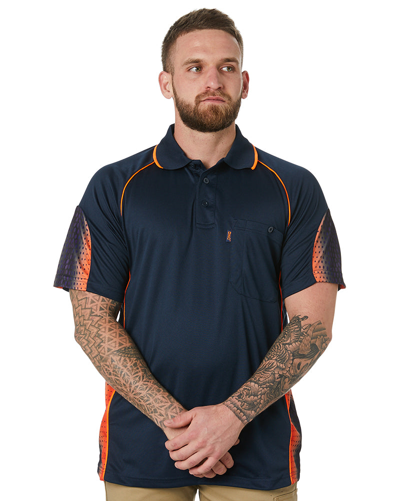 Galaxy Sublimated Polo - Navy/Orange