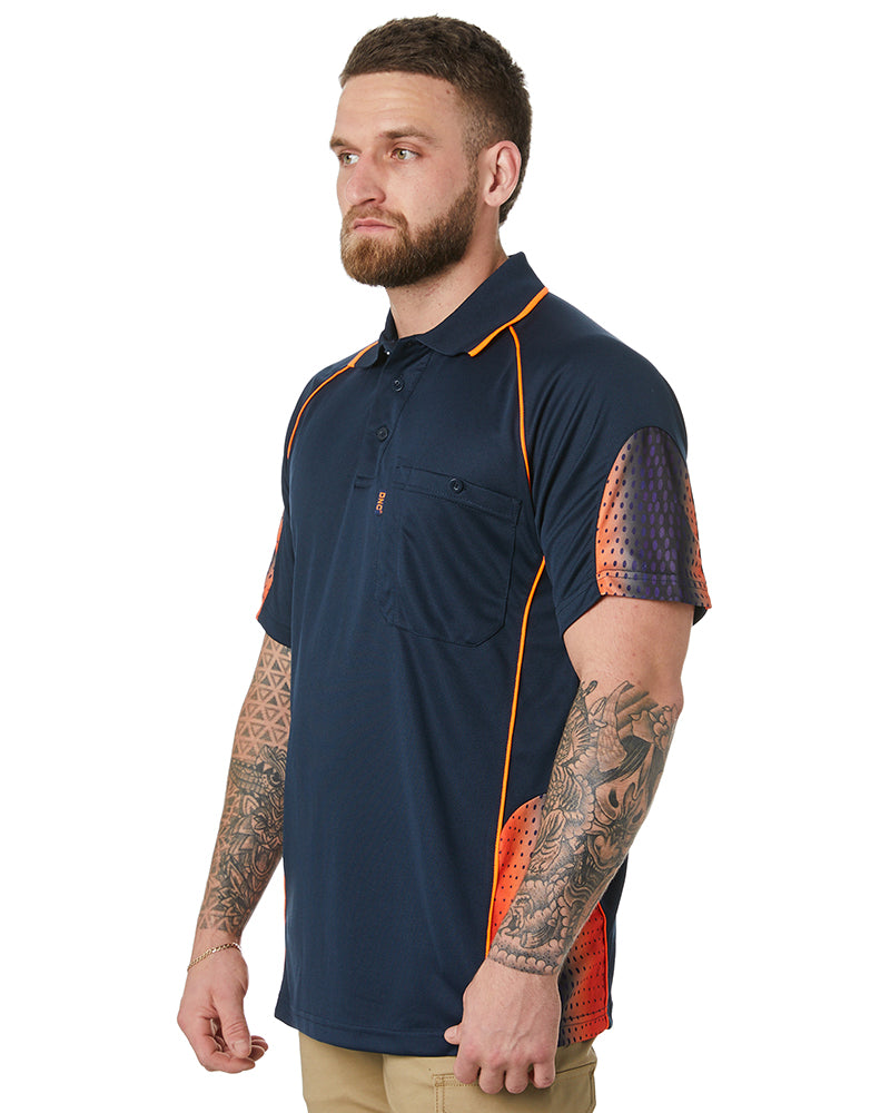 Galaxy Sublimated Polo - Navy/Orange