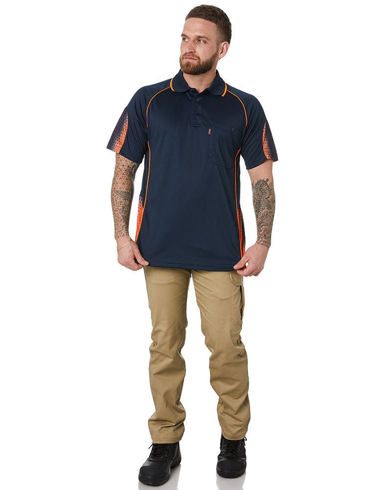 Galaxy Sublimated Polo - Navy/Orange