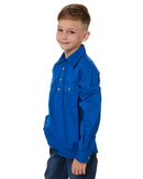 Kids Closed Front Shirt LS - Cobalt