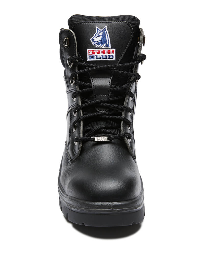 Steel Blue Ladies Vegan Southern Cross Lace Up Ankle Boot with Zip