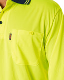 Hi Vis Cool Breathe Polo Shirt LS - Yellow/Navy