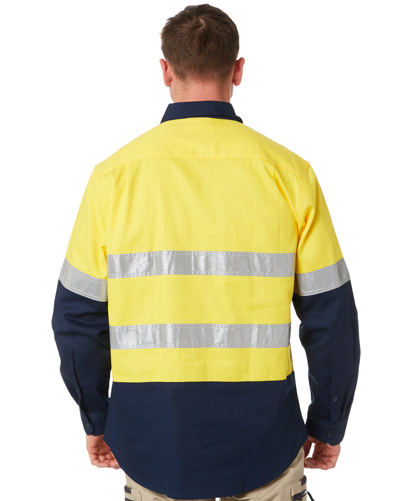 Open Front LS Shirt with 3M Tape - Yellow/Navy