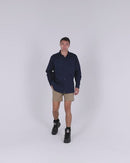 Cotton Drill Work Shirt Long Sleeve - Navy