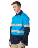 Vented Open Front LW LS Shirt Taped - Blue/Navy