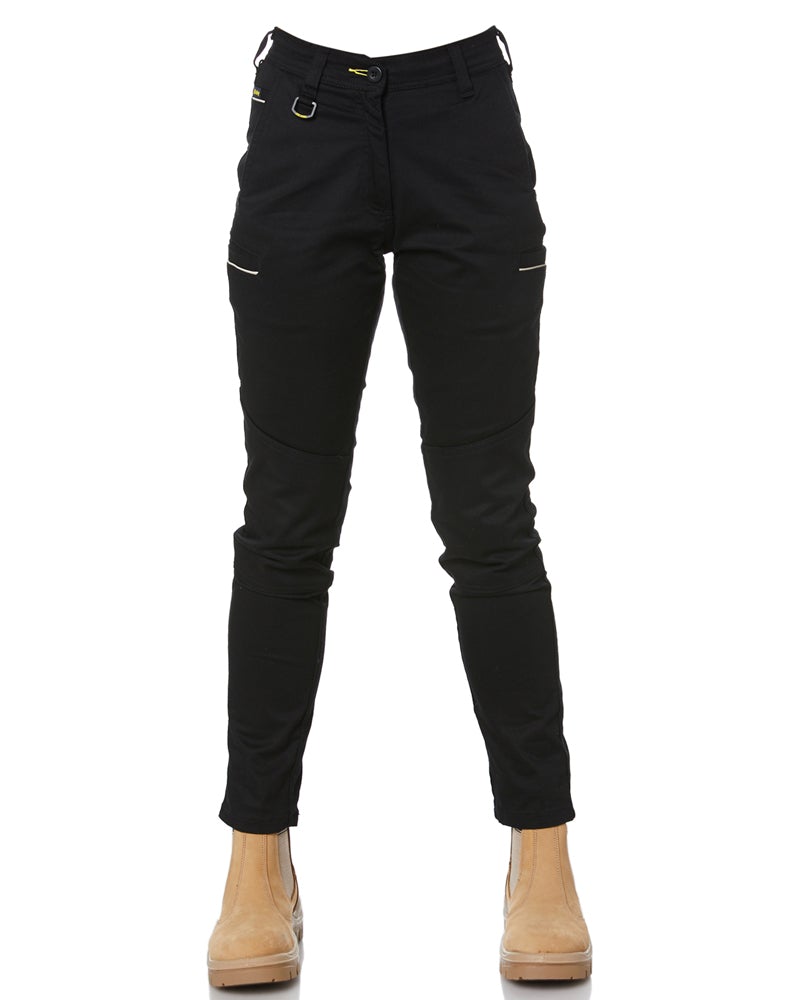 Bisley Womens Mid Rise Stretch Cotton Pants - Black