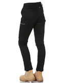 Womens Mid Rise Stretch Cotton Pants - Black