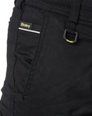 Womens Mid Rise Stretch Cotton Pants - Black