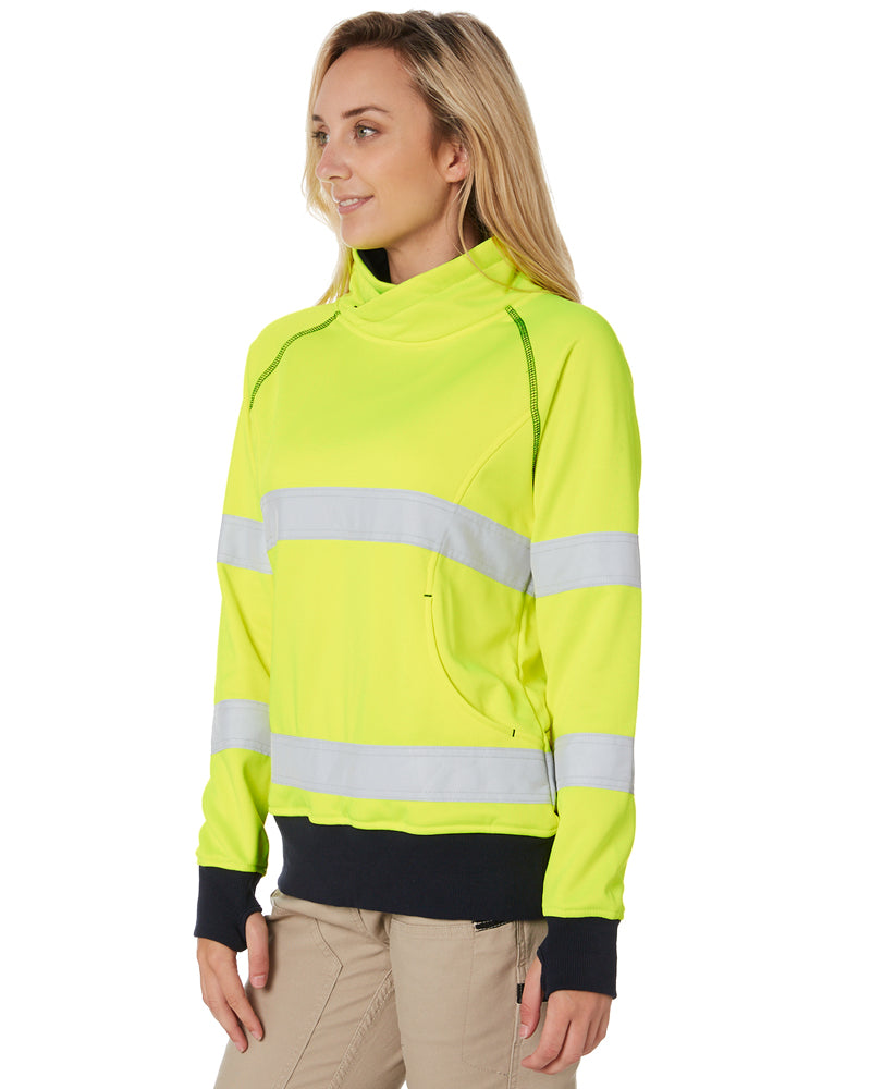 Womens Taped Hi Vis Fleece Jumper - Yellow