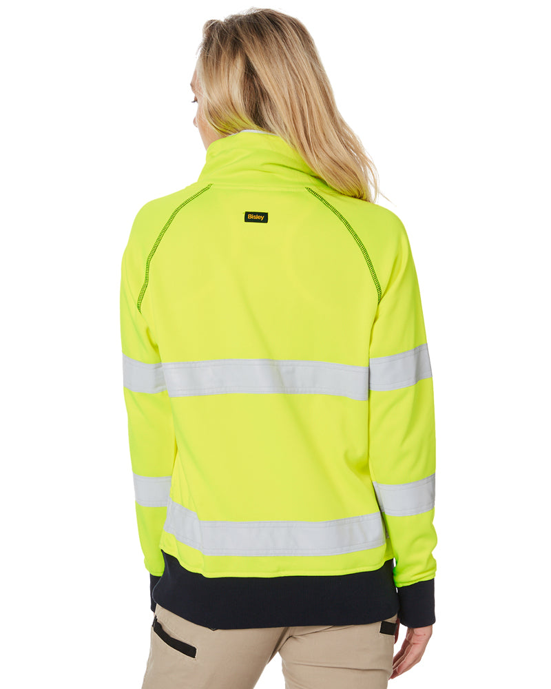 Womens Taped Hi Vis Fleece Jumper - Yellow