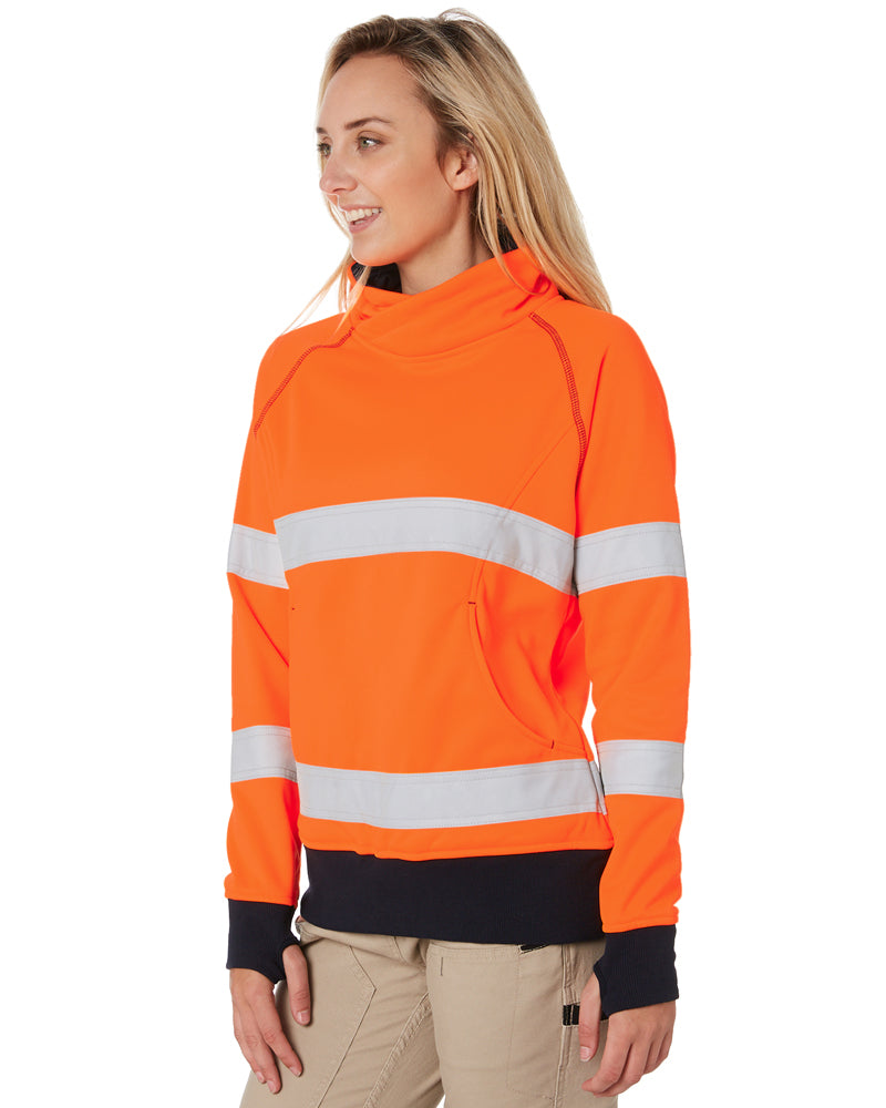 Womens Taped Hi Vis Fleece Jumper - Orange