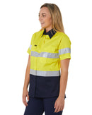Womens Hi Vis Cool Lightweight SS Shirt with Tape - Yellow/Navy