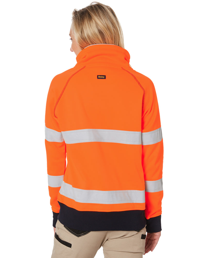 Womens Taped Hi Vis Fleece Jumper - Orange