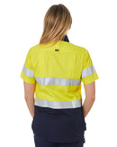 Womens Hi Vis Cool Lightweight SS Shirt with Tape - Yellow/Navy