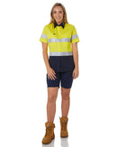 Womens Hi Vis Cool Lightweight SS Shirt with Tape - Yellow/Navy