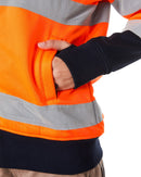 Womens Taped Hi Vis Fleece Hoodie - Orange