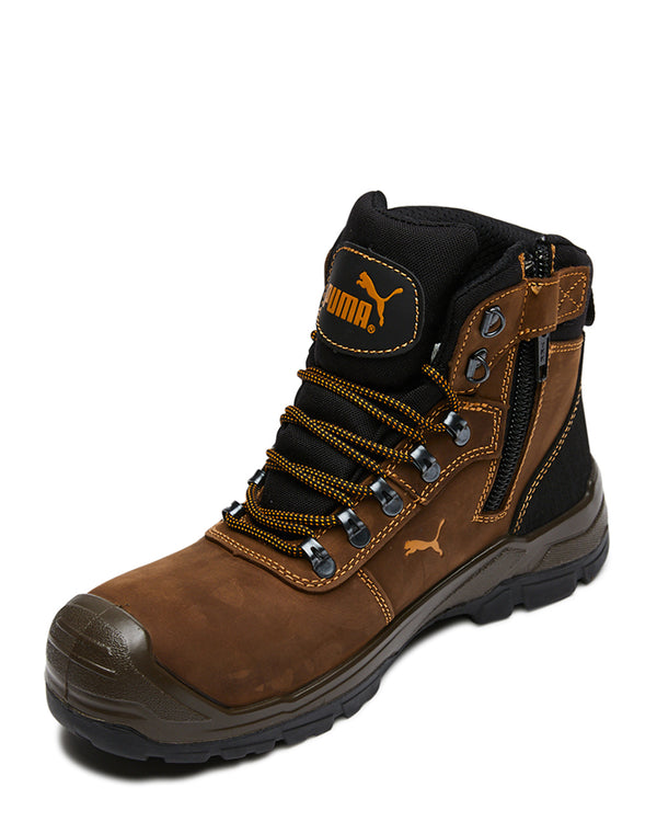 Scuff Cap Waterproof Work Boot With Zip - Brown/Yellow