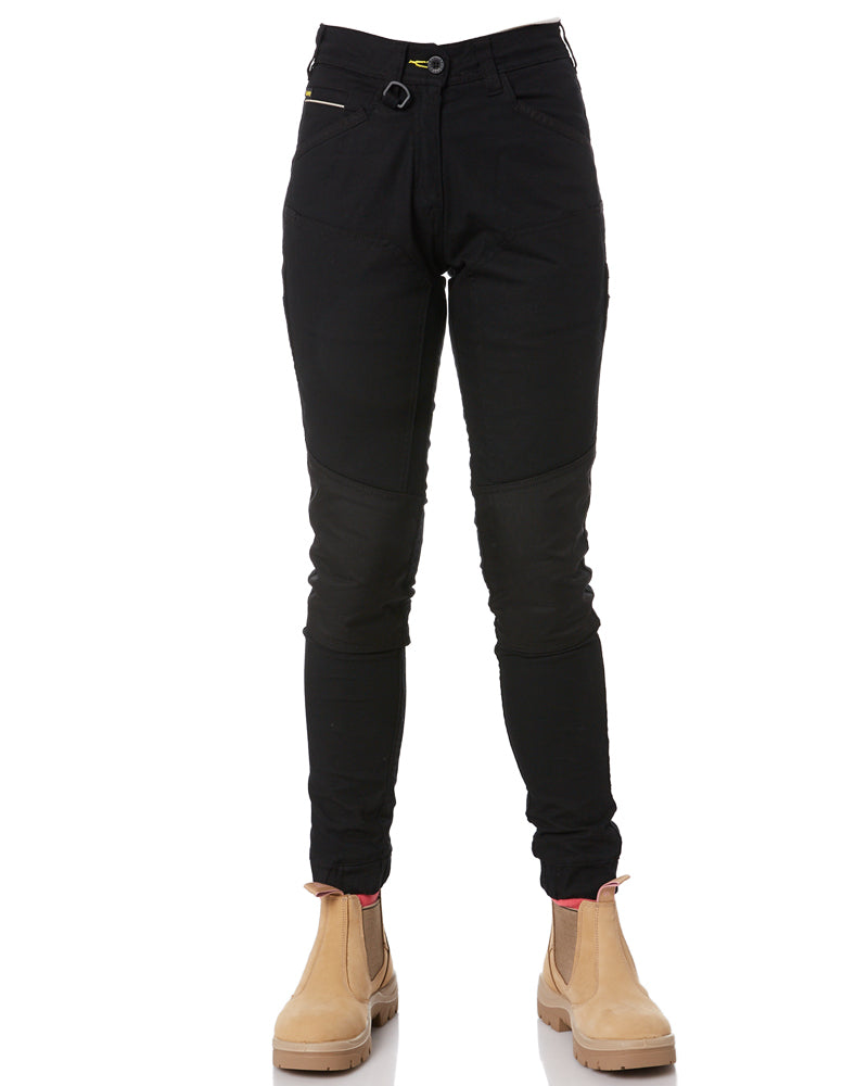 Womens Flex and Move Stretch Cotton Shield Cuff Pants - Black