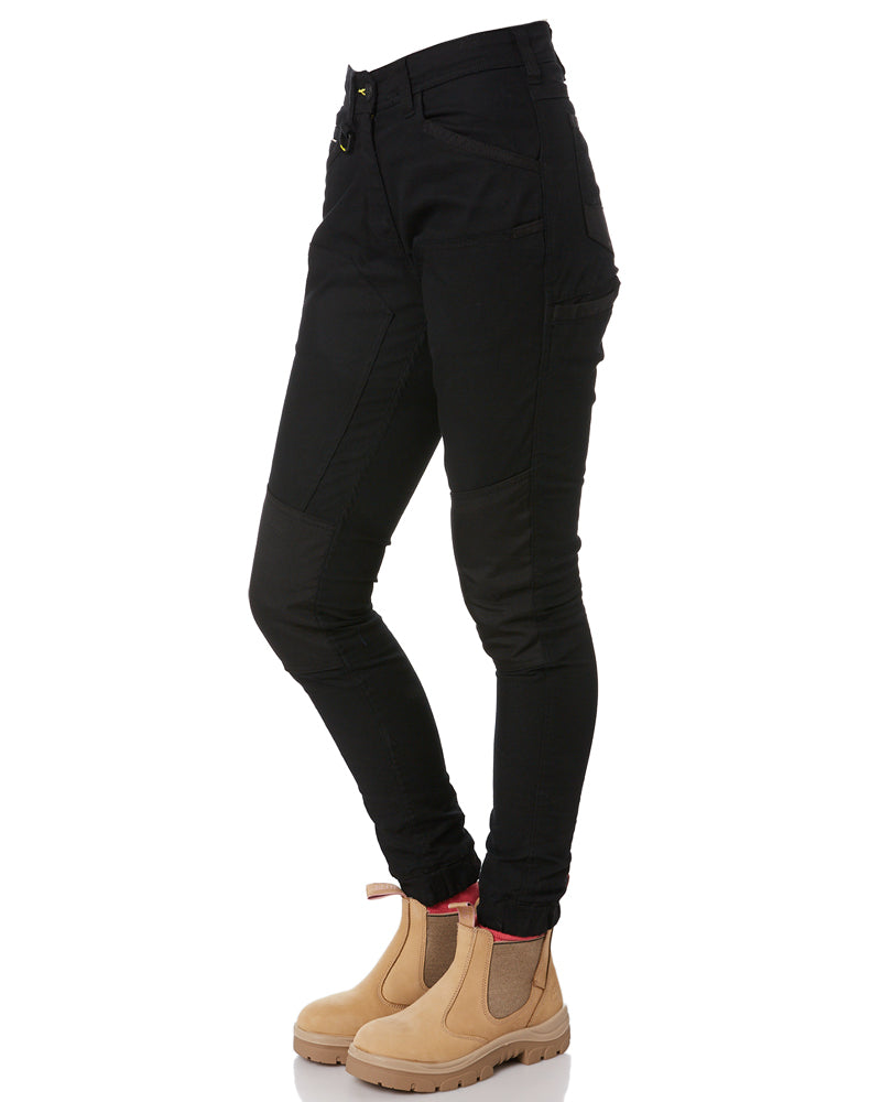 Womens Flex and Move Stretch Cotton Shield Cuff Pants - Black