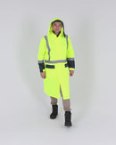 Hi Vis Taped Long Rain Coat - Yellow/Navy