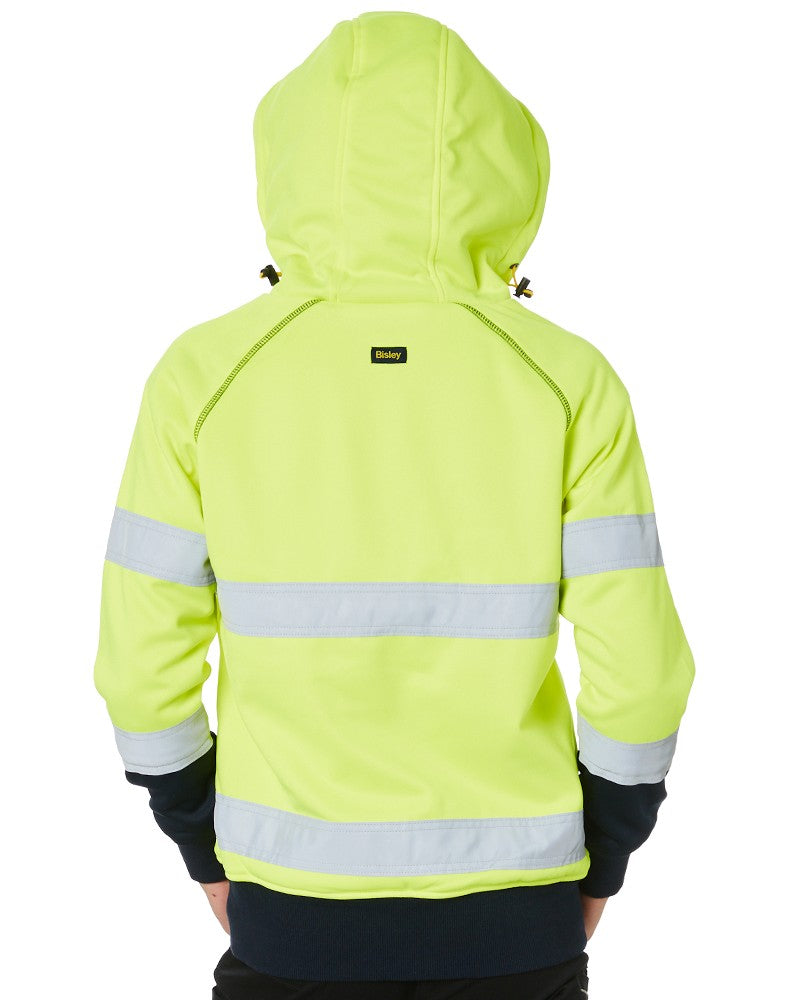 Womens Taped Hi Vis Fleece Hoodie - Yellow