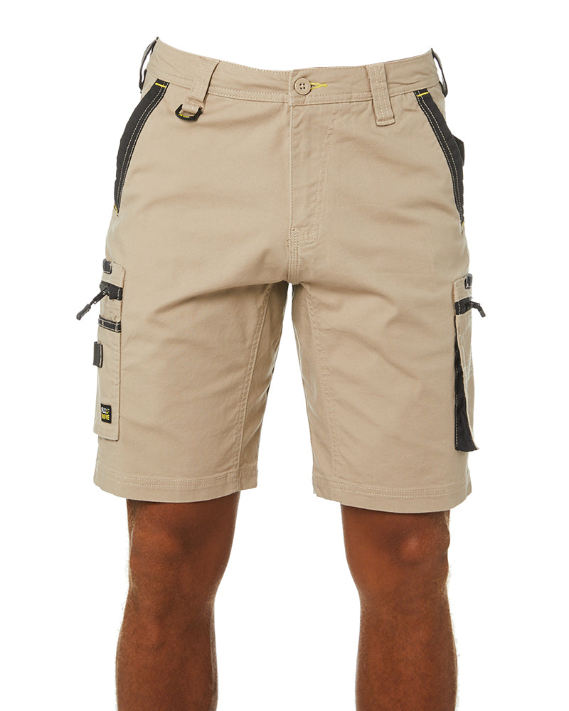 Flex and Move Stretch Canvas Utility Zip Cargo Short - Stone