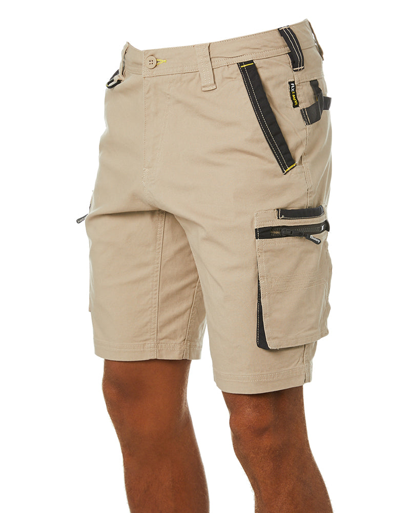 Flex and Move Stretch Canvas Utility Zip Cargo Short - Stone