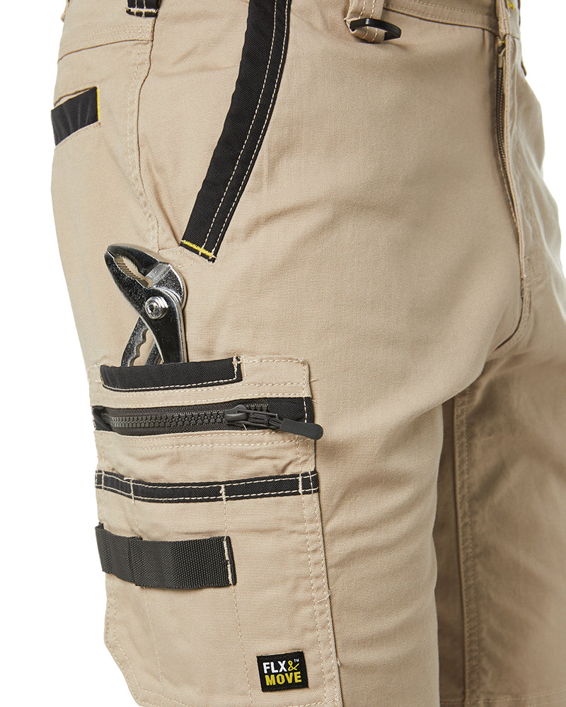 Flex and Move Stretch Canvas Utility Zip Cargo Short - Stone