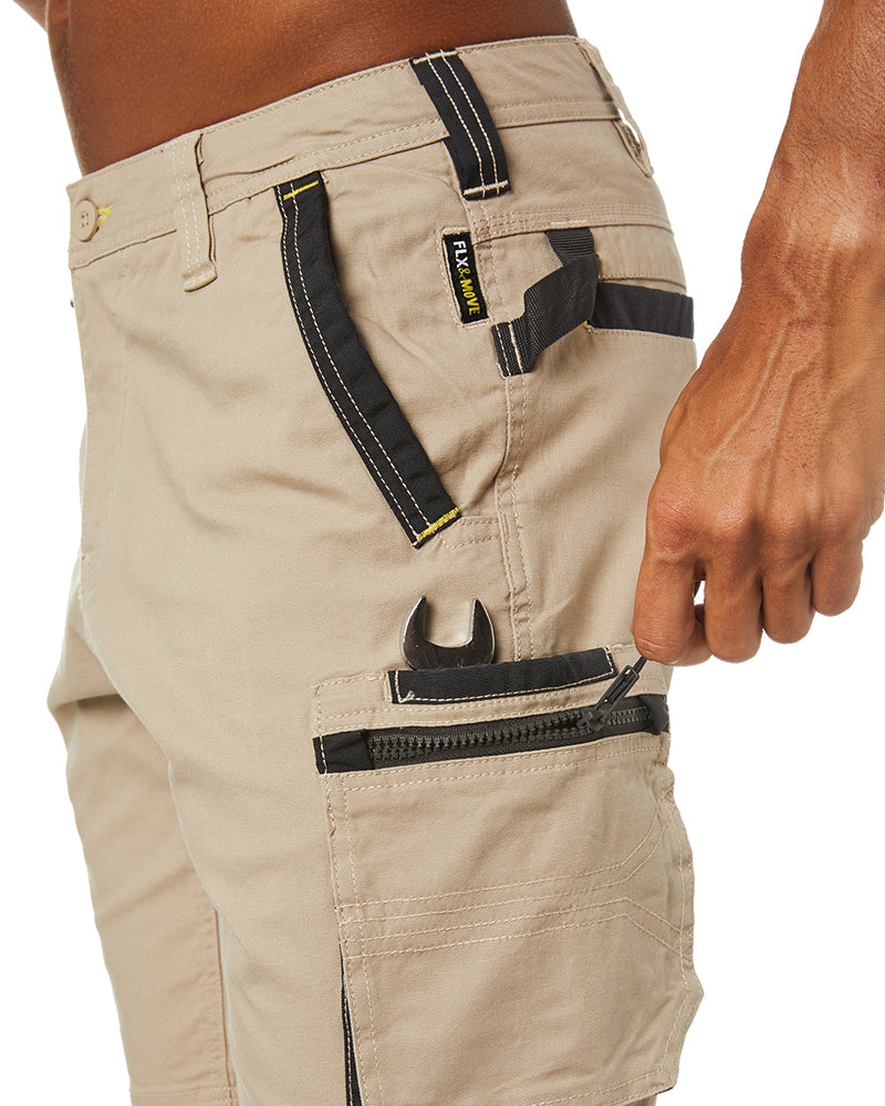 Flex and Move Stretch Canvas Utility Zip Cargo Short - Stone