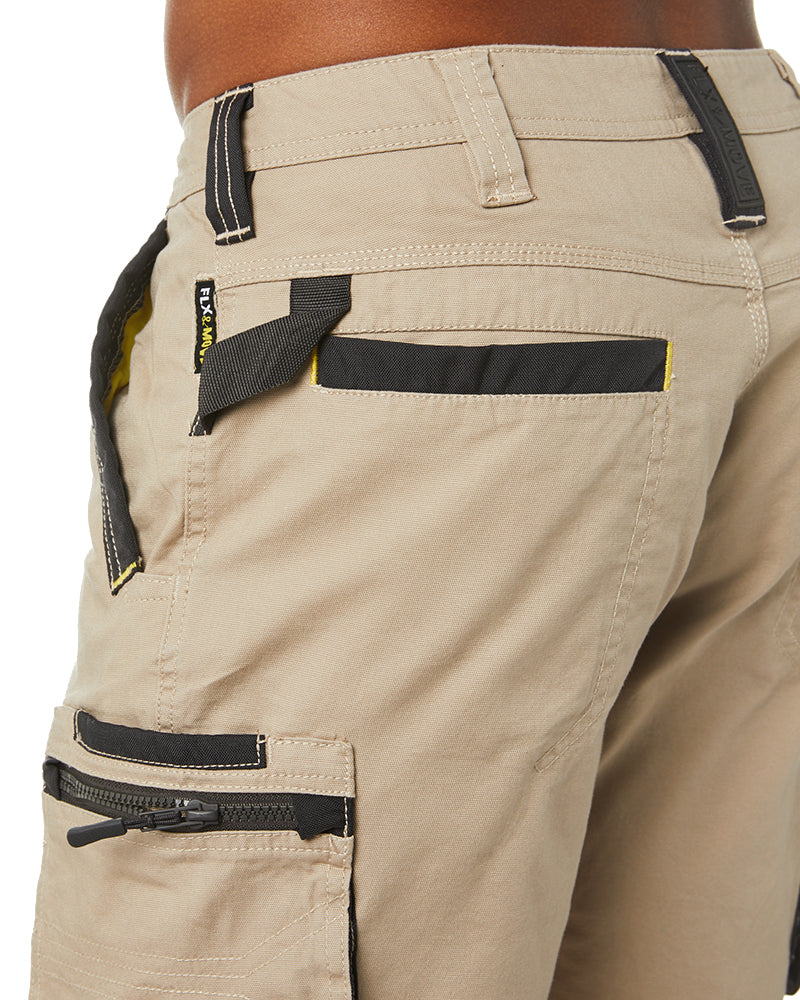 Flex and Move Stretch Canvas Utility Zip Cargo Short - Stone