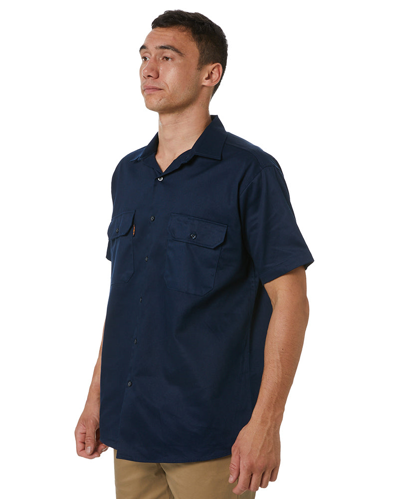 Cotton Drill Work Shirt Short Sleeve - Navy