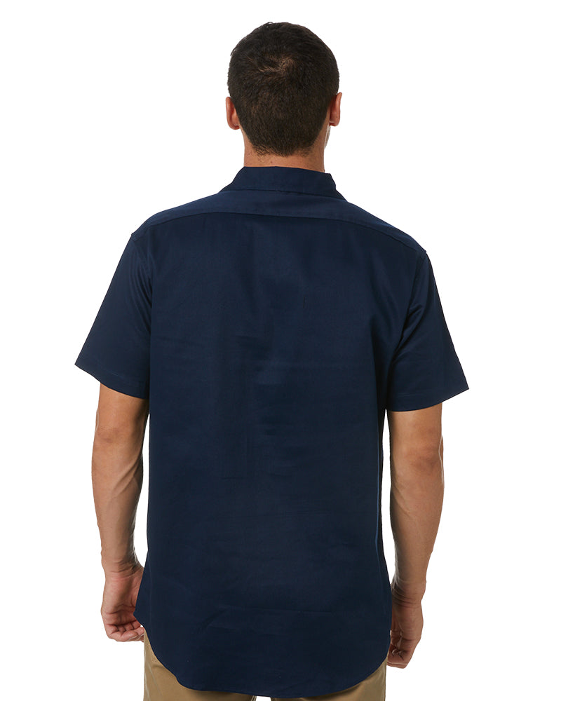 Cotton Drill Work Shirt Short Sleeve - Navy
